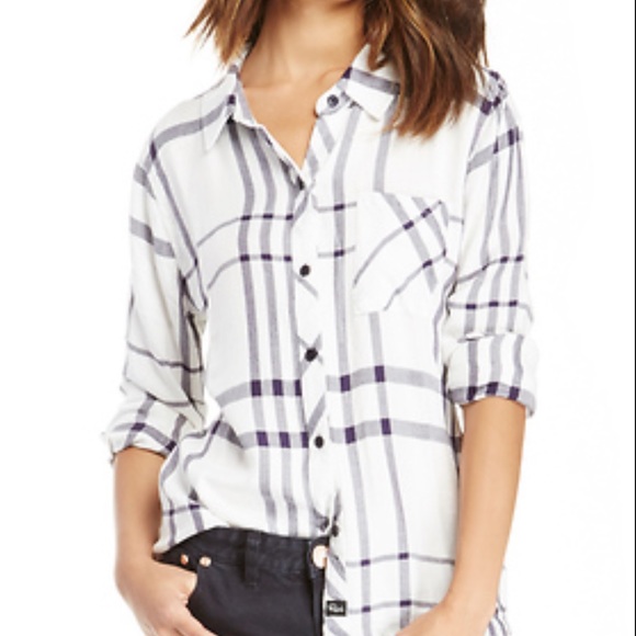 Rails Soft Button Down Blue White Flannel Size XS - Picture 1 of 5